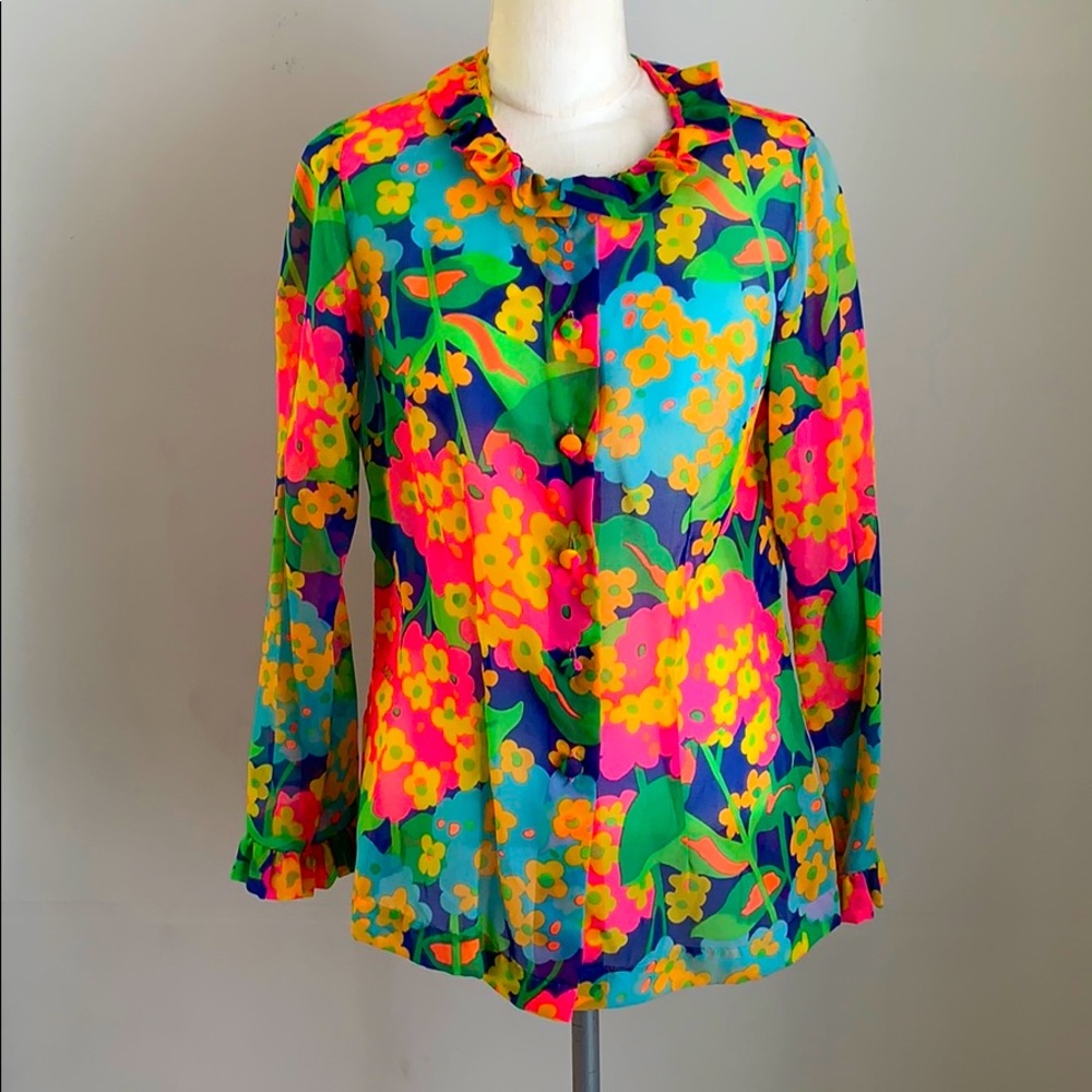 Vintage Lily Pulitzer Hydrangea Floral Blouse